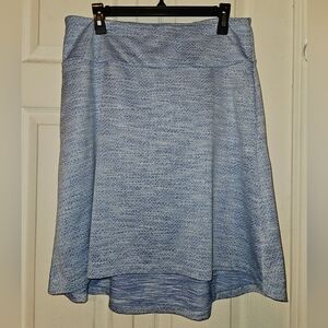 #111 MPG- Blue/White Printed High-Low A-Line Knee-Length Skirt
